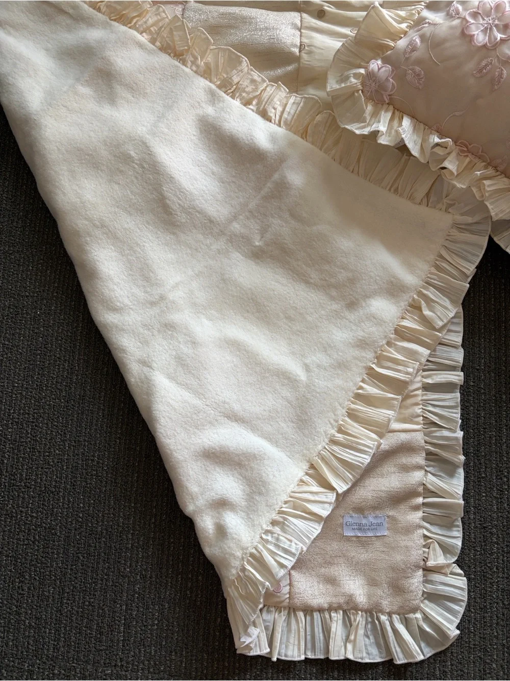 Glenna Jean Ava collection Baby Patchwork Ruffled Crib Blanket - Pink and Cream